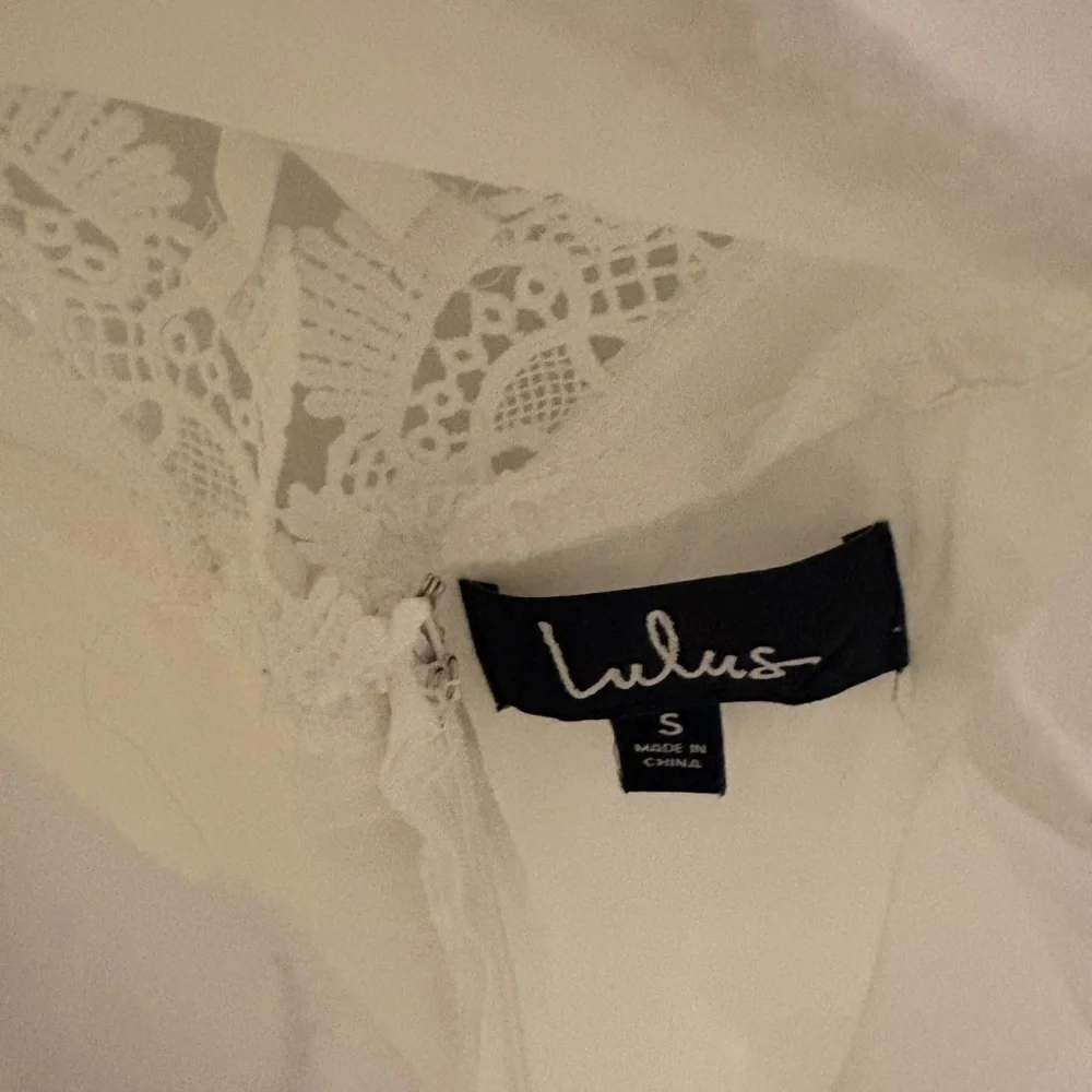 LULUS All Is Love White Tiered Midi Dress S Lace Bridal Shower Rehearsal Dinner - Picture 7 of 11